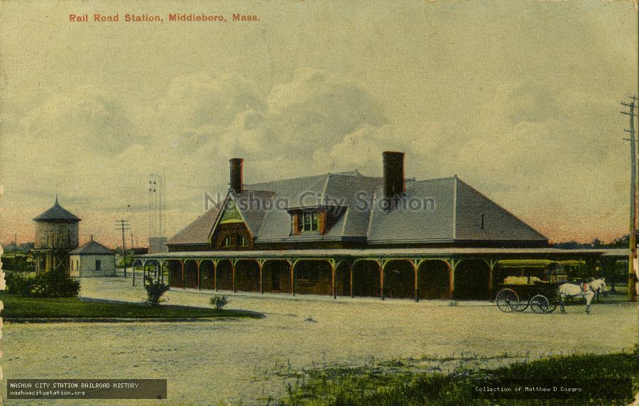 Postcard: Railroad Station, Middleboro, Massachusetts